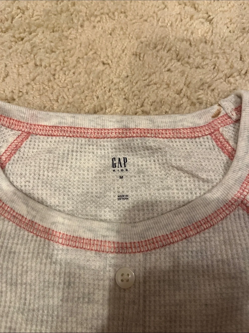 GAP Kids Waffle Knit Top with Pink Stitching